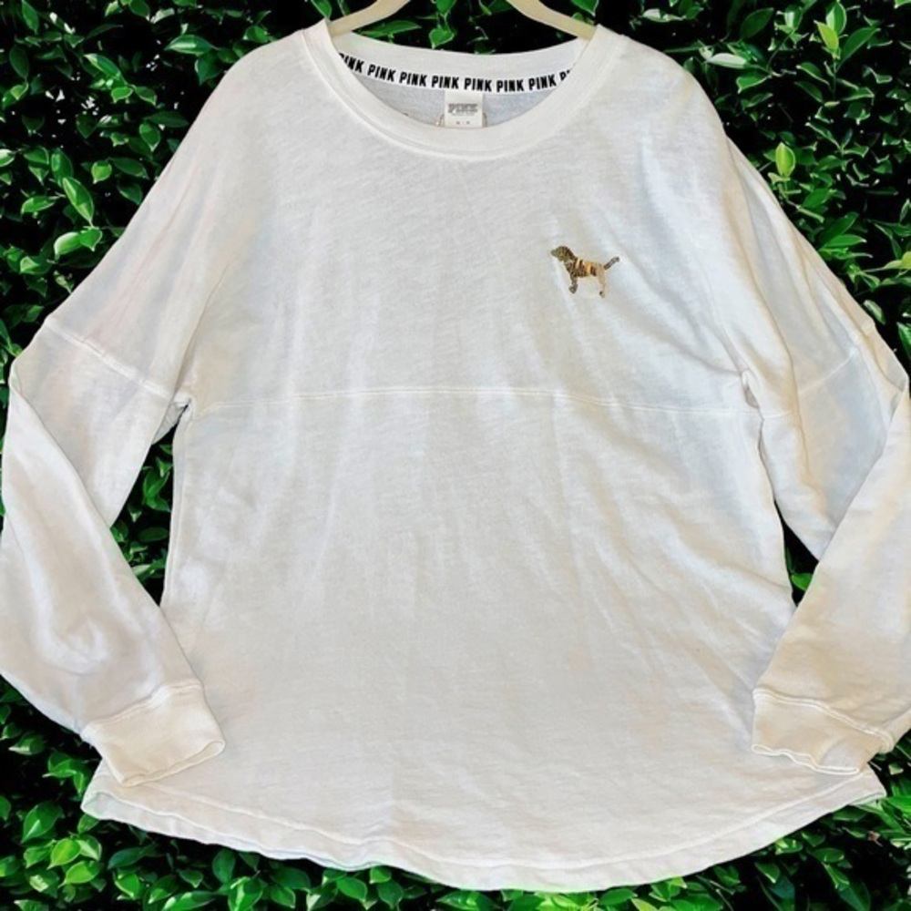 Victoria’s Secret PINK Sequin Dog Winter Pullover Casual Sweatshirt